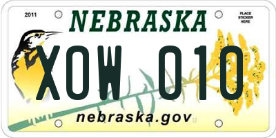 NE license plate XOW010