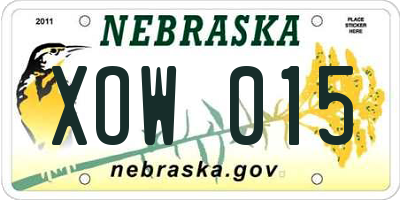 NE license plate XOW015