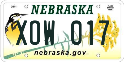 NE license plate XOW017