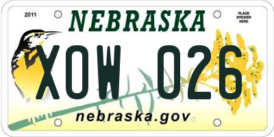 NE license plate XOW026