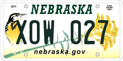 NE license plate XOW027