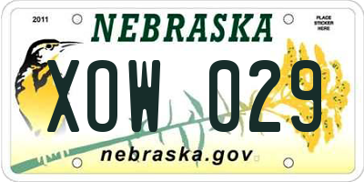 NE license plate XOW029