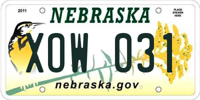 NE license plate XOW031