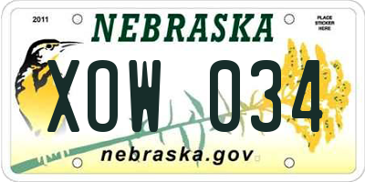 NE license plate XOW034