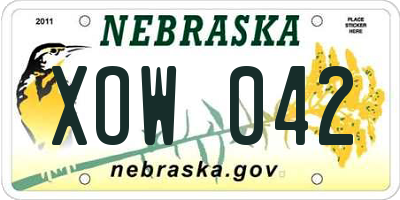 NE license plate XOW042