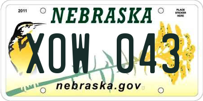 NE license plate XOW043