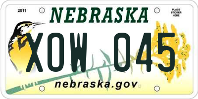 NE license plate XOW045