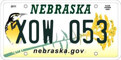 NE license plate XOW053