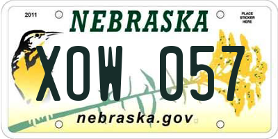 NE license plate XOW057