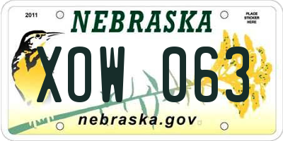 NE license plate XOW063