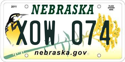 NE license plate XOW074