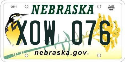 NE license plate XOW076