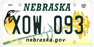 NE license plate XOW093