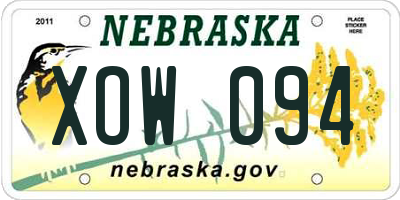 NE license plate XOW094