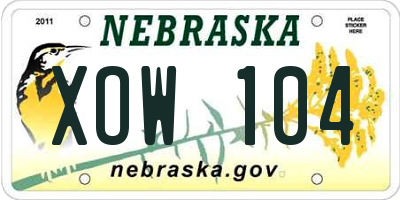 NE license plate XOW104