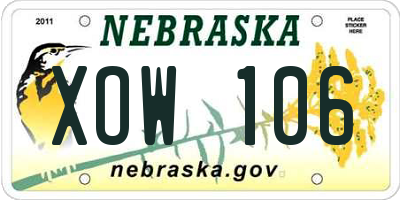 NE license plate XOW106