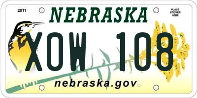 NE license plate XOW108