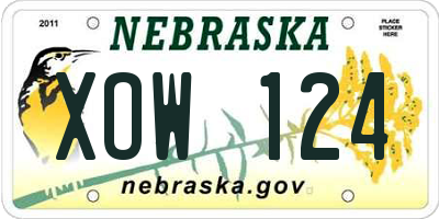 NE license plate XOW124