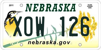 NE license plate XOW126
