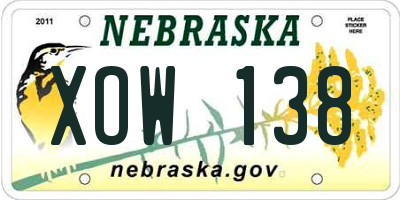 NE license plate XOW138