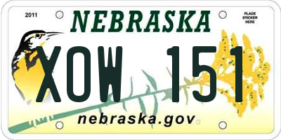 NE license plate XOW151