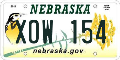 NE license plate XOW154