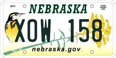 NE license plate XOW158
