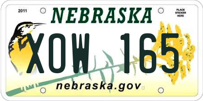 NE license plate XOW165