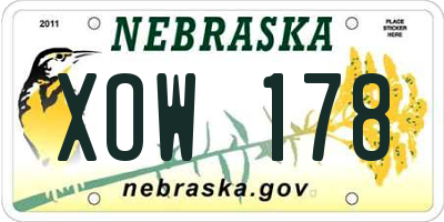 NE license plate XOW178