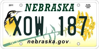 NE license plate XOW187
