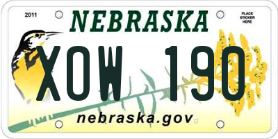 NE license plate XOW190
