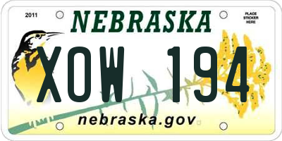 NE license plate XOW194
