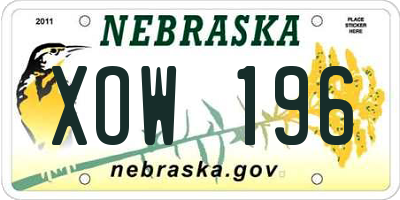 NE license plate XOW196
