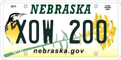 NE license plate XOW200