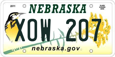 NE license plate XOW207