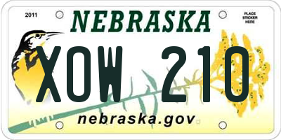 NE license plate XOW210