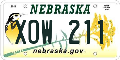 NE license plate XOW211