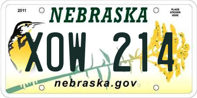 NE license plate XOW214