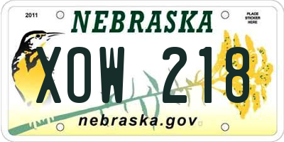 NE license plate XOW218