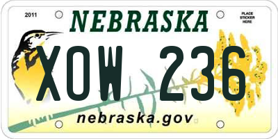 NE license plate XOW236