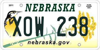 NE license plate XOW238