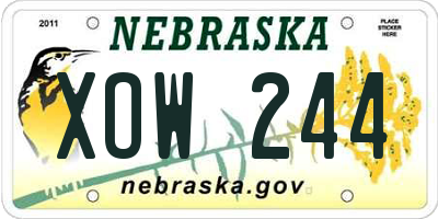 NE license plate XOW244