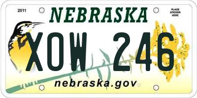 NE license plate XOW246