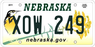NE license plate XOW249