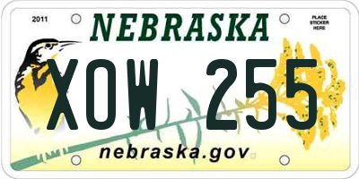 NE license plate XOW255