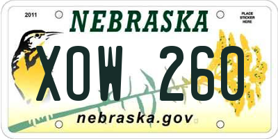 NE license plate XOW260