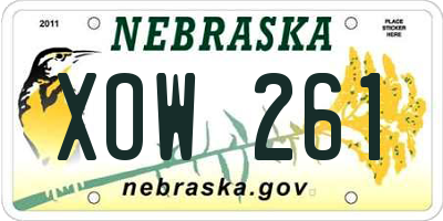 NE license plate XOW261