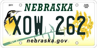 NE license plate XOW262