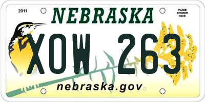NE license plate XOW263