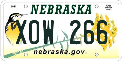 NE license plate XOW266